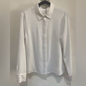 Alice and Olivia off white sequin blouse size small